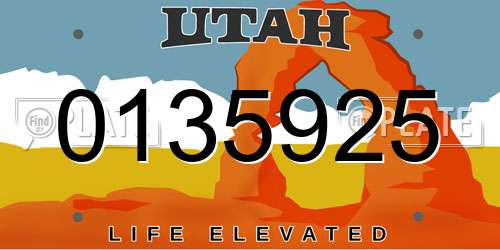 0135925 Utah License Plate