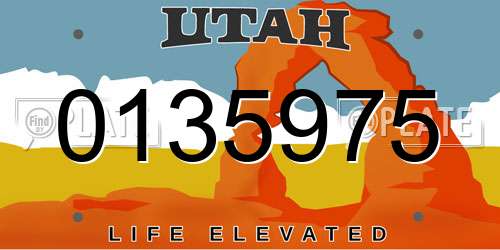 0135975 Utah License Plate