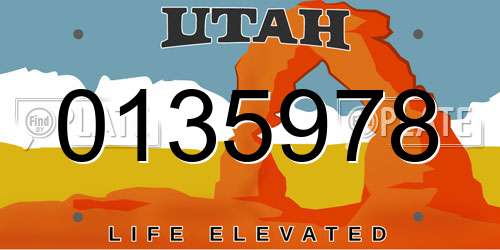 0135978 Utah License Plate