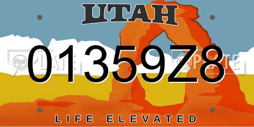 01359Z8 Utah License Plate