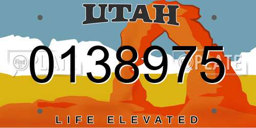 0138975 Utah License Plate