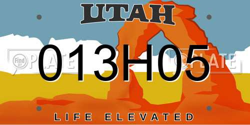 013H05 Utah License Plate
