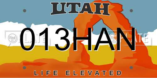 013HAN Utah License Plate