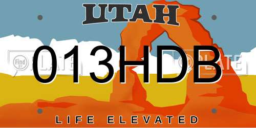013HDB Utah License Plate