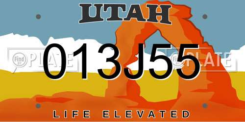 013J55 Utah License Plate