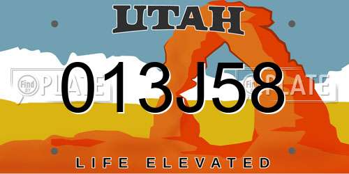 013J58 Utah License Plate