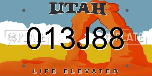 013J88 Utah License Plate