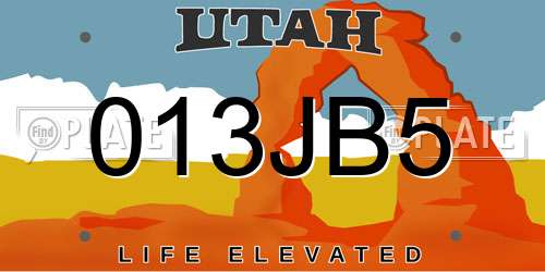 013JB5 Utah License Plate
