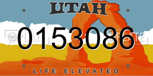 0153086 Utah License Plate