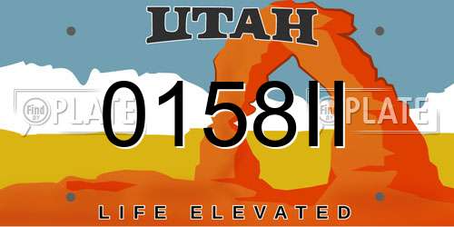 0158II Utah License Plate