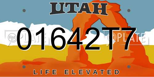 01642T7 Utah License Plate
