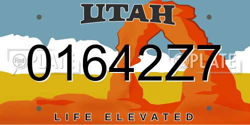 01642Z7 Utah License Plate