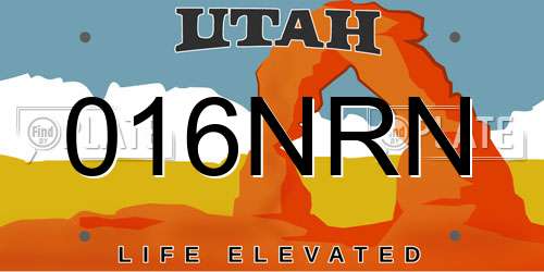 016NRN Utah License Plate