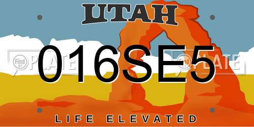 016SE5 Utah License Plate