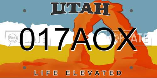017AOX Utah License Plate