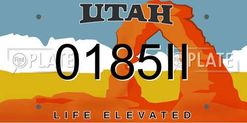 0185II Utah License Plate