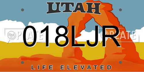 018LJR Utah License Plate