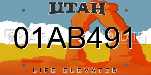 01AB491 Utah License Plate
