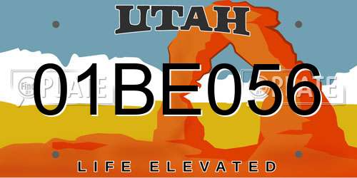 01BE056 Utah License Plate
