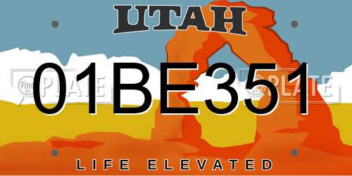 01BE351 Utah License Plate