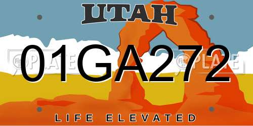 01GA272 Utah License Plate