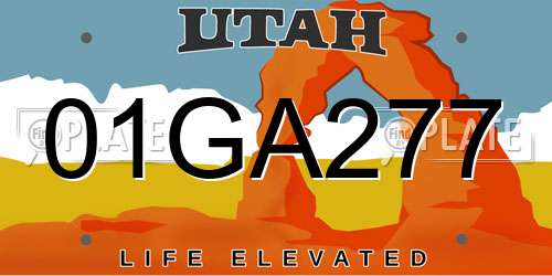 01GA277 Utah License Plate