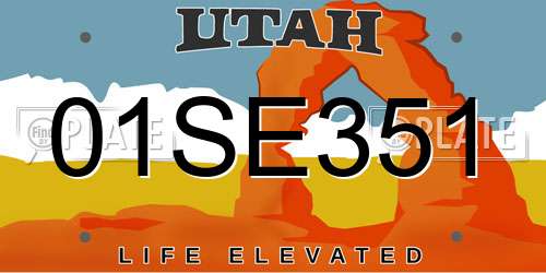 01SE351 Utah License Plate