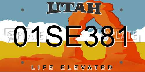 01SE381 Utah License Plate