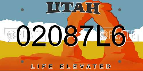 02087L6 Utah License Plate