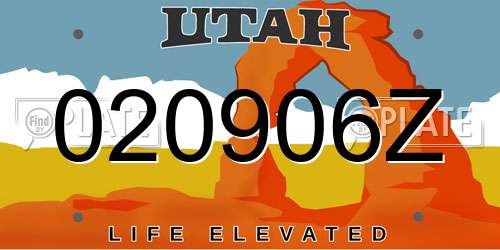 020906Z Utah License Plate
