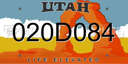 020D084 Utah License Plate