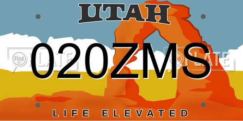 020ZMS Utah License Plate
