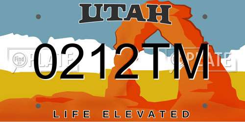 0212TM Utah License Plate