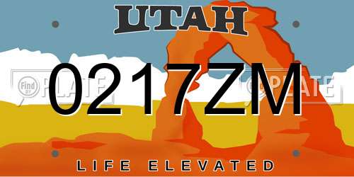 0217ZM Utah License Plate