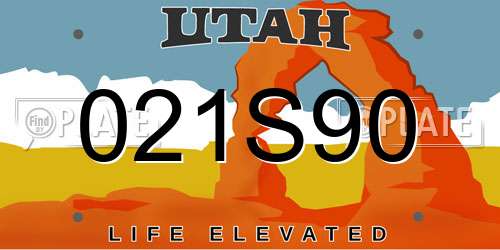 021S90 Utah License Plate