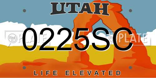 0225SC Utah License Plate