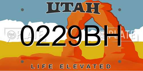 0229BH Utah License Plate