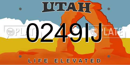 0249IJ Utah License Plate