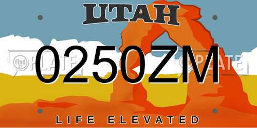 0250ZM Utah License Plate