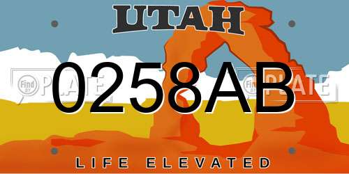 0258AB Utah License Plate