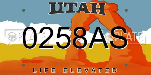 0258AS Utah License Plate