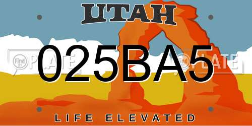 025BA5 Utah License Plate