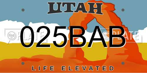 025BAB Utah License Plate