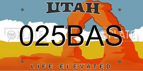 025BAS Utah License Plate