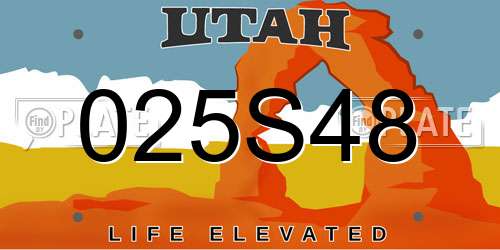 025S48 Utah License Plate