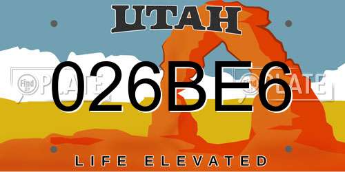 026BE6 Utah License Plate
