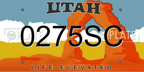0275SC Utah License Plate