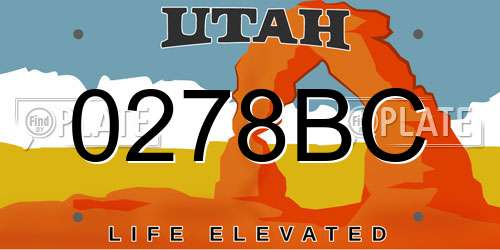 0278BC Utah License Plate