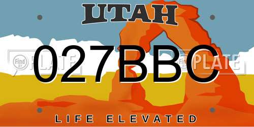 027BBC Utah License Plate