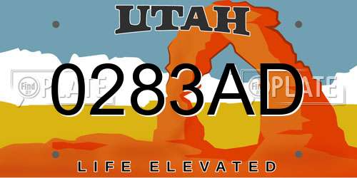 0283AD Utah License Plate